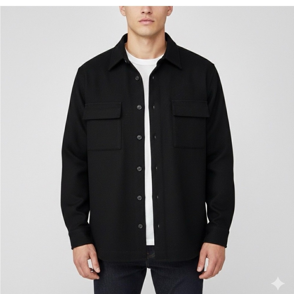 Eddie Bauer men’s black wool shirt jacket size m